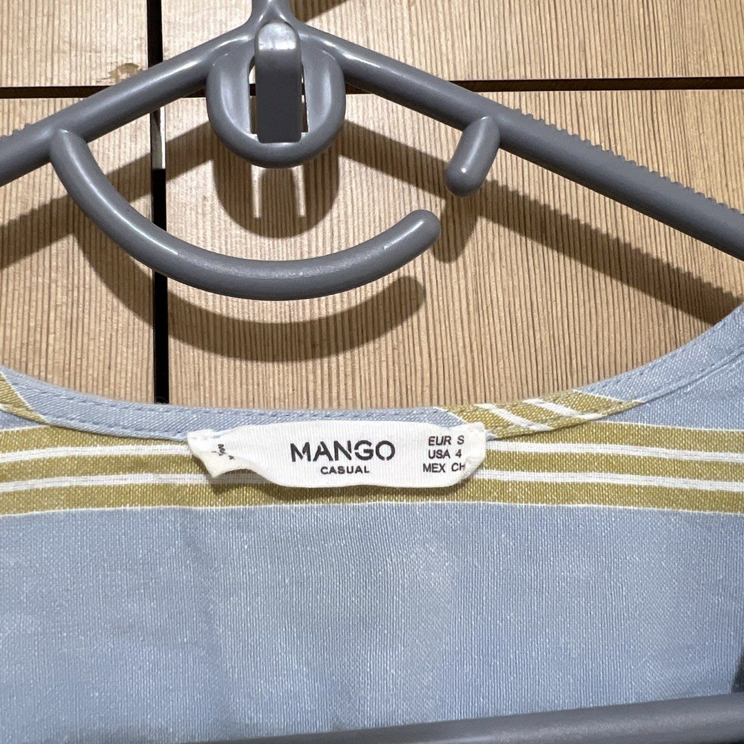 Mango Striped Dress with Belt (Category: Dresses) located in Quezon City. Submitted by goodiesofmnl (Listing ID 1445738859, Image 3). Description: button down with detachable fabric belt issue: light stains on inside & back (check pics) dm for measurements & when worn pics.