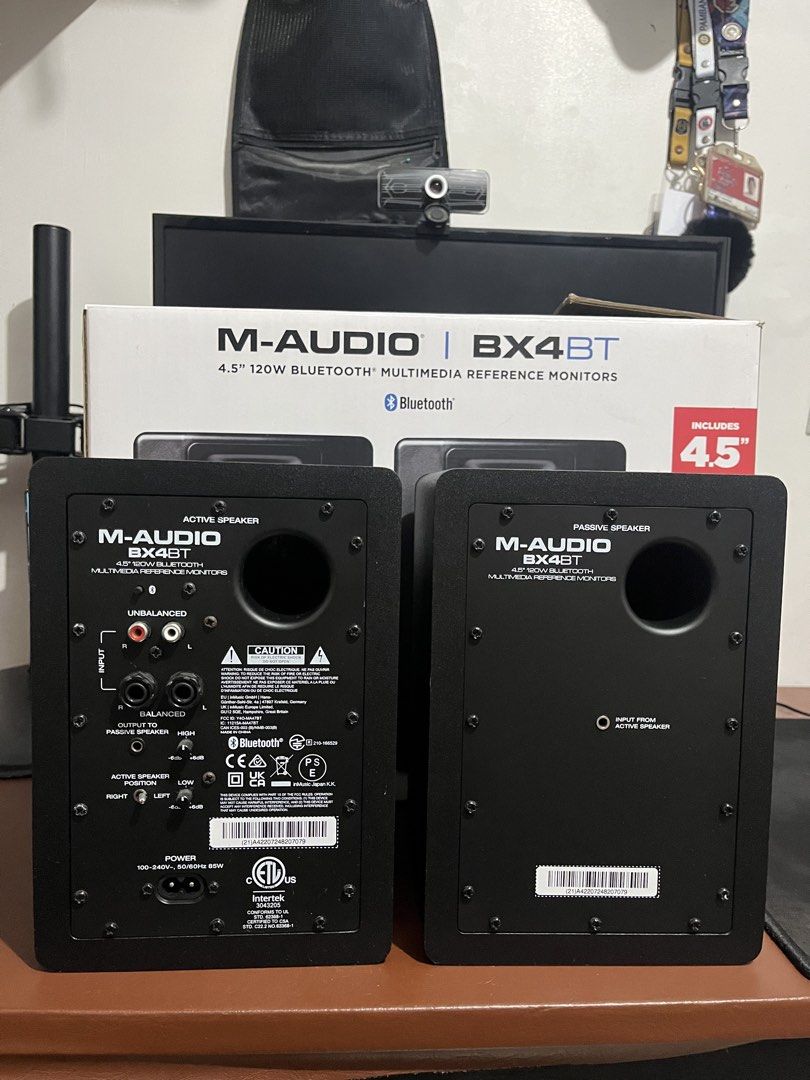 M-Audio BX4 BT (Category: Soundbars, Speakers & Amplifiers) located in Manila. Submitted by sanchoooo (Listing ID 1445616683, Image 2). Description: FOR SALE: M-Audio BX4 BT OR SWAP: JBL Active studio monitors (pair) 4.5-inch Kevlar 1-inch silk dome Bluetooth RCA, 1/4” TRS, 3.5mm AUX 3.5mm headphone jack Volume, High EQ, Low EQ with box rfs: hindi na nagagamit price: 8,500 nego .