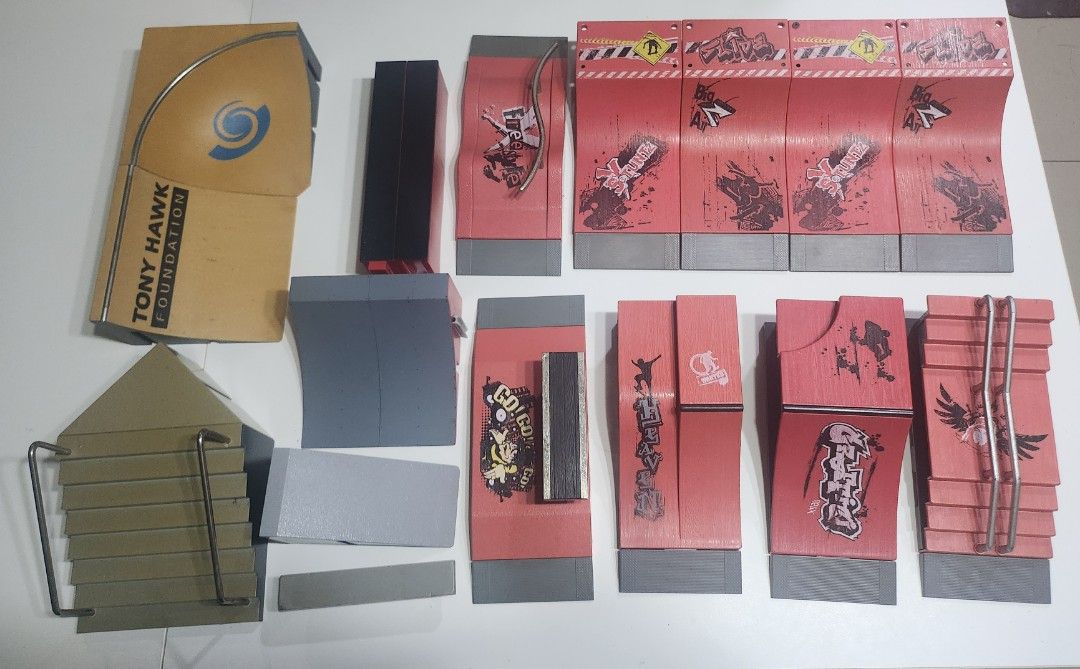 Mini Skatepark for Techdeck/Fingerboard (Category: Skates, Rollerblades & Scooters) located in Taguig. Submitted by sellout2ny (Listing ID 1445669437, Image 1). Description: Take all for 2000 pesos Ramp/Obstacles set - Includes Tony Hawk Foundation quarter pipe - Assorted ramps and pieces for custom skate park builds - Perfect for hours of fingerboarding fun.
