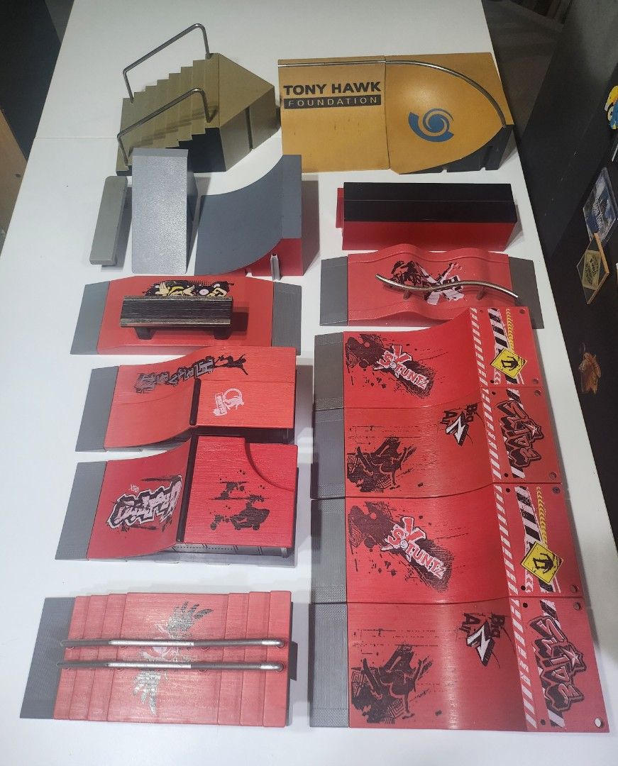 Mini Skatepark for Techdeck/Fingerboard (Category: Skates, Rollerblades & Scooters) located in Taguig. Submitted by sellout2ny (Listing ID 1445669437, Image 2). Description: Take all for 2000 pesos Ramp/Obstacles set - Includes Tony Hawk Foundation quarter pipe - Assorted ramps and pieces for custom skate park builds - Perfect for hours of fingerboarding fun.