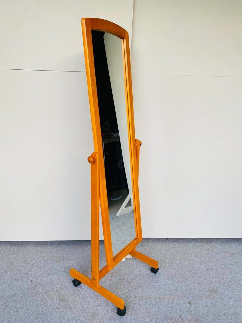 Mirror Stand (Category: Mirrors) located in Manila. Submitted by elliefurnies31 (Listing ID 1445777819, Image 2). Description: JAPAN SURPLUS FURNITURE WHOLE BODY MIRROR STAND SOLID WOOD FRAME Size: 18L" x 59H" inches (AS-IS ITEM) *Minimal Scratch Only IN GOOD CONDITION.