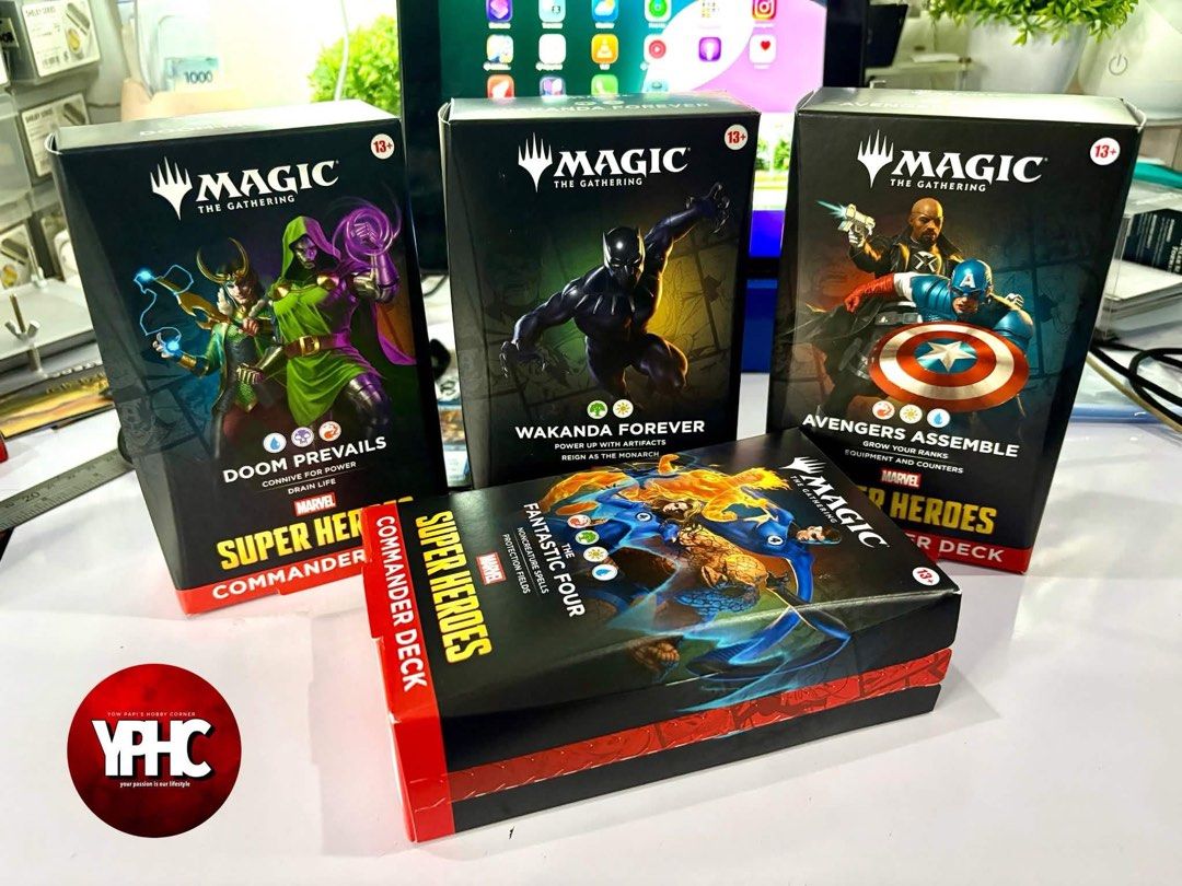 MSH Marvel SUPER HEROES Precon🔥 Commander Deck (Category: Raw Singles) located in Las Pinas. Submitted by yphobbycorner (Listing ID 1445722223, Image 1). Description: 🔥MSH Marvel SUPER HEROES Precon🔥 Commander Deck ONHAND‼️ 🏠Item Location Pulang Lupa Dos, Las Pinas City 🛺For Personal Pickup or Lalamove only (No time magpaship sa malayo) ✅Fantastic four - 4000 ✅Wakanda forever - 4100 ✅Avengers assemble - 4500 ✅Doom prevails - 6300 ‼️Pm or mes