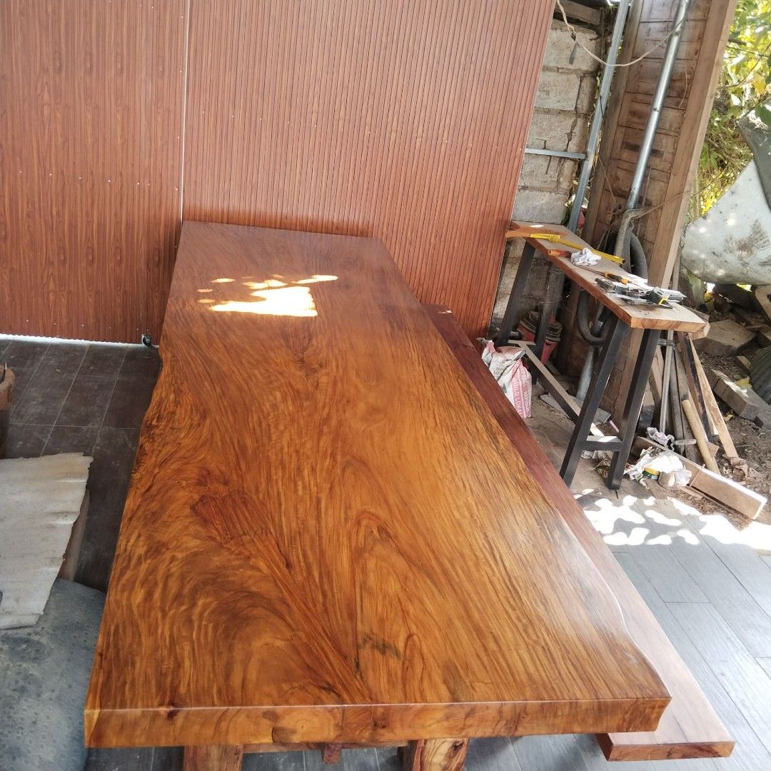 Narra wood Dining table for sale (Category: Tables & Sets) located in Quezon City. Submitted by jhanjhan23 (Listing ID 1445789148, Image 2). Description: Solid Narra wood Table for sale size 4x42x11ft.