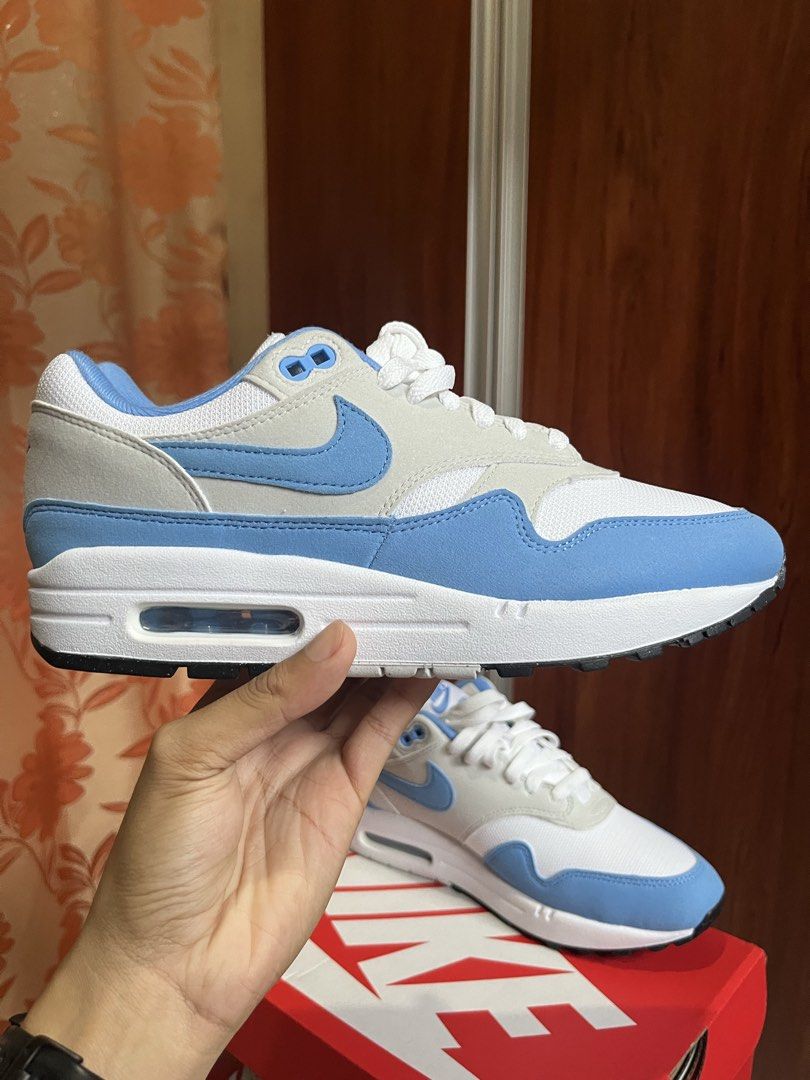 Nike Air Max 1 University Blue (Category: Casual Shoes) located in Quezon City. Submitted by somebanothings (Listing ID 1445664050, Image 3). Description: Nike Air Max 1 University Blue - new and unused, with box Size: 8USM 9.5USL 7UK 41EU Loc: Welcome Rotonda, Quezon City Price is fixed already. Not for swap..