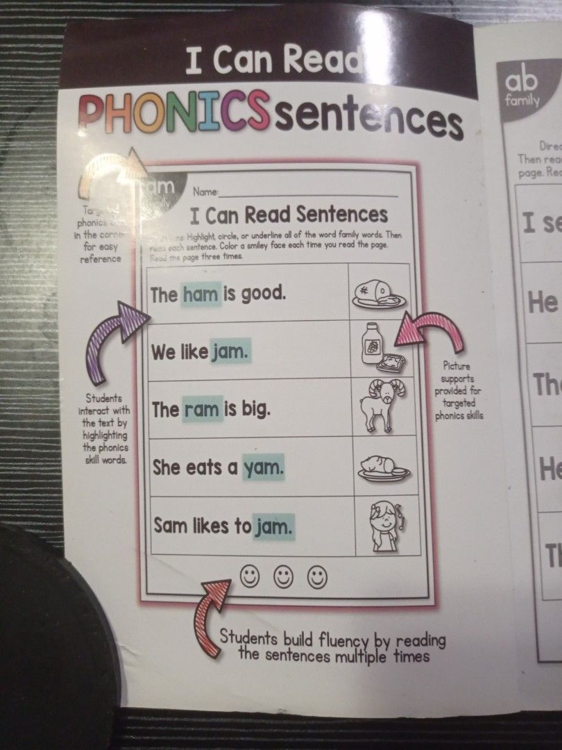Phonics Sentences I Can Read Workbook for Kids (Category: Children's Books) located in Paranaque City. Submitted by annhua17524 (Listing ID 1445622184, Image 2). Description: - Fun phonics workbook to help kids learn to read. - Engaging sentences and pictures make learning enjoyable. - Perfect for early readers developing their skills. - Pages are clean and ready for practice. - A valuable resource for building reading confidence. - Very helpful,