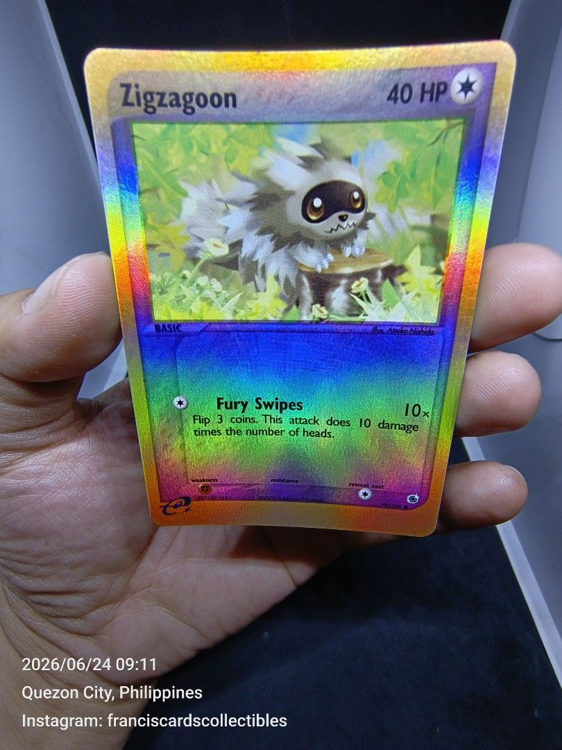Pokemon Card - ZIGZAGOON #79 - REVERSE FOIL (EX RUBY & SAPPHIRE) YEAR 2003 "NM-MINT" (Category: Raw Singles) located in Quezon City. Submitted by 710francis (Listing ID 1445612933, Image 1). Description: *1,000 Pesos *EX RUBY & SAPPHIRE / YEAR 2003 *ZIGZAGOON #79 - REVERSE FOIL *JUST MESSAGE FOR MORE INQUIRIES....
