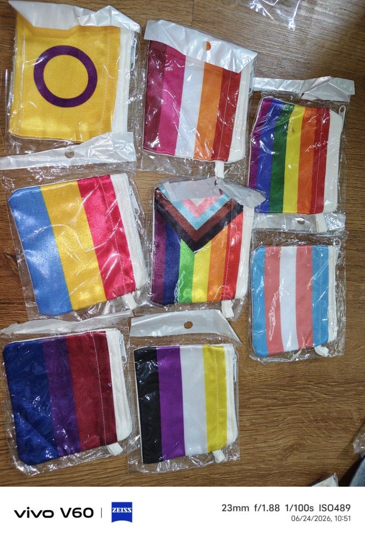 Pride wallet (Category: Wallets & Card holders) located in Quezon City. Submitted by LgbtMerch (Listing ID 1445758900, Image 1). Description: - Show your pride and support with our collection of vibrant pride flags. - Available flags include: - Intersex-inclusive pride flag - Lesbian pride flag - Progress pride flag - Transgender pride flag - Non-binary pride flag - Each flag is individually packaged. - Ideal for pride events, personal display, o