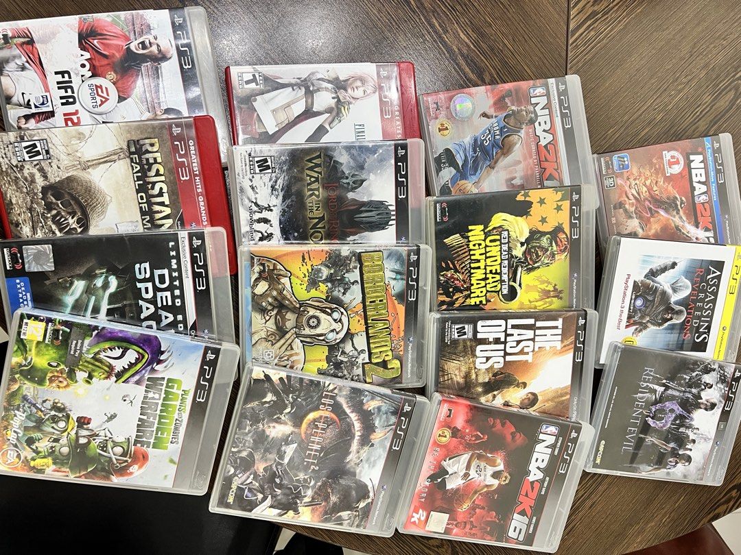 PS3 Games Bundle - NBA 2K, FIFA, Resident Evil, Borderlands & More (Category: PlayStation) located in Cebu City. Submitted by xperiaz3 (Listing ID 1445666521, Image 2). Description: 15 pcs PS3 games good as new complete with box and manual. Take all for p5,000 - NBA 2K12, 2K15, 2K16 - FIFA 12 - Resident Evil 5 - Resident Evil 6 - Borderlands 2 - Borderlands: The Pre-Sequel - The Last of Us - Dead Space - Resistance: Fall of Man - Final Fantasy XI