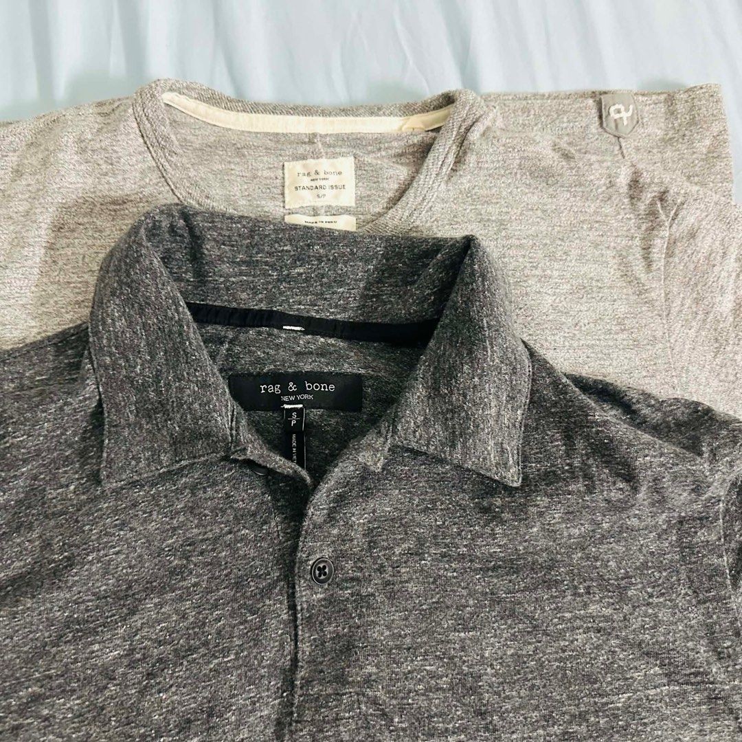 Rag & Bone Grey Marled T-Shirts (2) (Category: Shirts) located in Makati City. Submitted by sweetdeclutter (Listing ID 1445646923, Image 1). Description: - Two Rag & Bone t-shirts - Color: Marled Grey (one dark grey, one light grey) - Style: Casual wear - Features: Visible Rag & Bone tag on both.