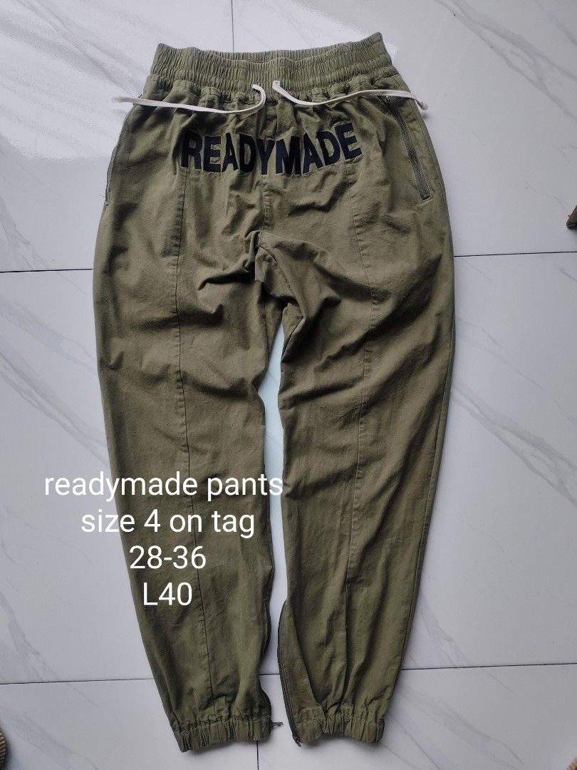 readmade track pants (Category: Joggers) located in Amadeo. Submitted by josephotep (Listing ID 1445743326, Image 3). Description: readymade trackpants made in japan size 4 on tag 28-36 L40 embroidered logo minimal sign of usage on front 9.5 /10 colorate condition 1199 plus sf loc cavite pm📥.