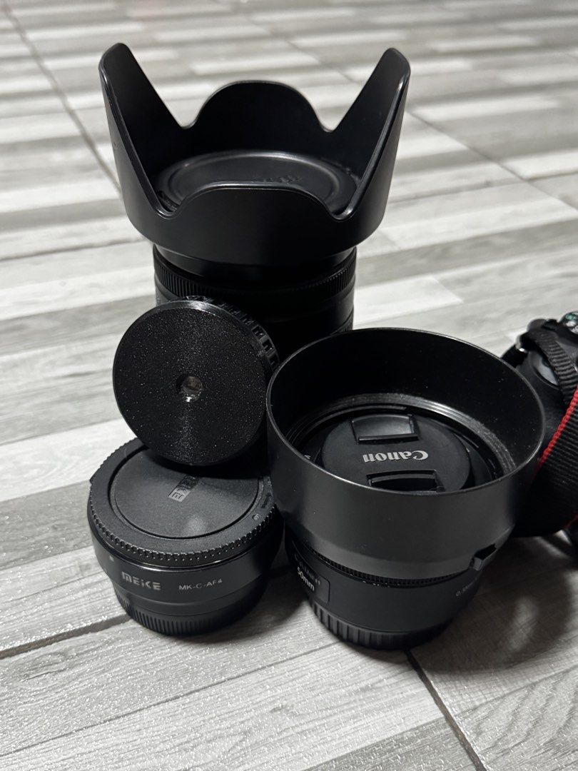 Canon M50 II Mirrorless Camera (Category: Cameras) located in Manila. Submitted by kirbyxblack (Listing ID 1445742015, Image 2). Description: Bought my M50 II for 43,000php. Selling: 30,000 (Fixed) Inclusions: •Canon EOS M50 II w/ 15-45mm Kit Lens •EF-S 18-200mm 3.5-5.6/f with Hood • EF 50mm 1.8/f with Hood • SiamDispo Dispo Lens (EF-M) • Original LP-E12 Charger •PALO LP-E12 2000mah Battery •Meike EF-S to EF-M Adaptor • Andoer Battery Pack (Good 