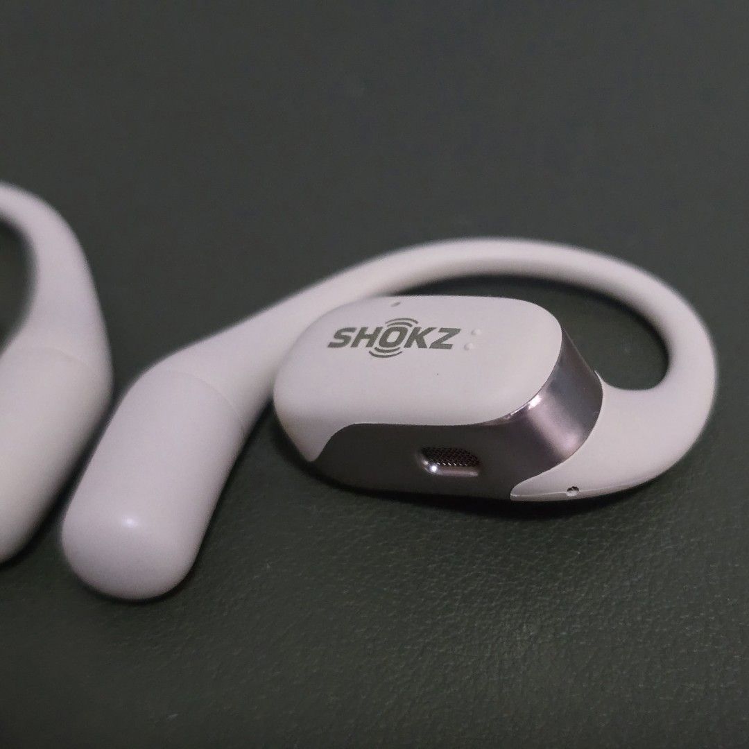 Shokz OpenFit (Beige) (Category: Earphones) located in Caloocan City. Submitted by pamdacuan (Listing ID 1445678302, Image 3). Description: FOR SALE SHOKZ OPENFIT (BEIGE) - EARPHONES ONLY ❗️(Left and right) - NO CHARGING CASE ❌️ - Used for 1 month only (Nawala na ung case after 🥲) - 100% working - Good condition - NEGOTIABLE 💰💰💰 Product Specifications: - Bone conduction technology for awareness - Lightweight and comfortable for extended wear 