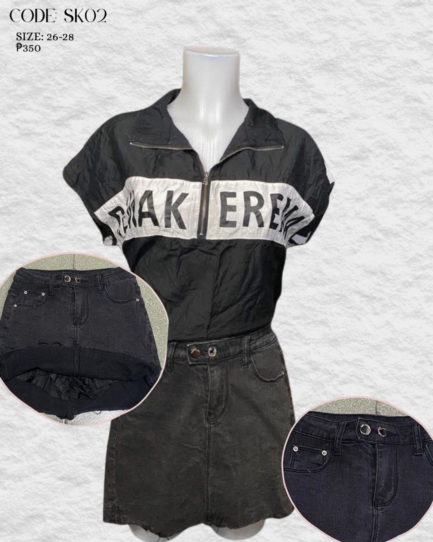 Tattered double button black denim skirt with inner short (Category: Skirts) located in Manila. Submitted by by.clair (Listing ID 1445685169, Image 1). Description: .
