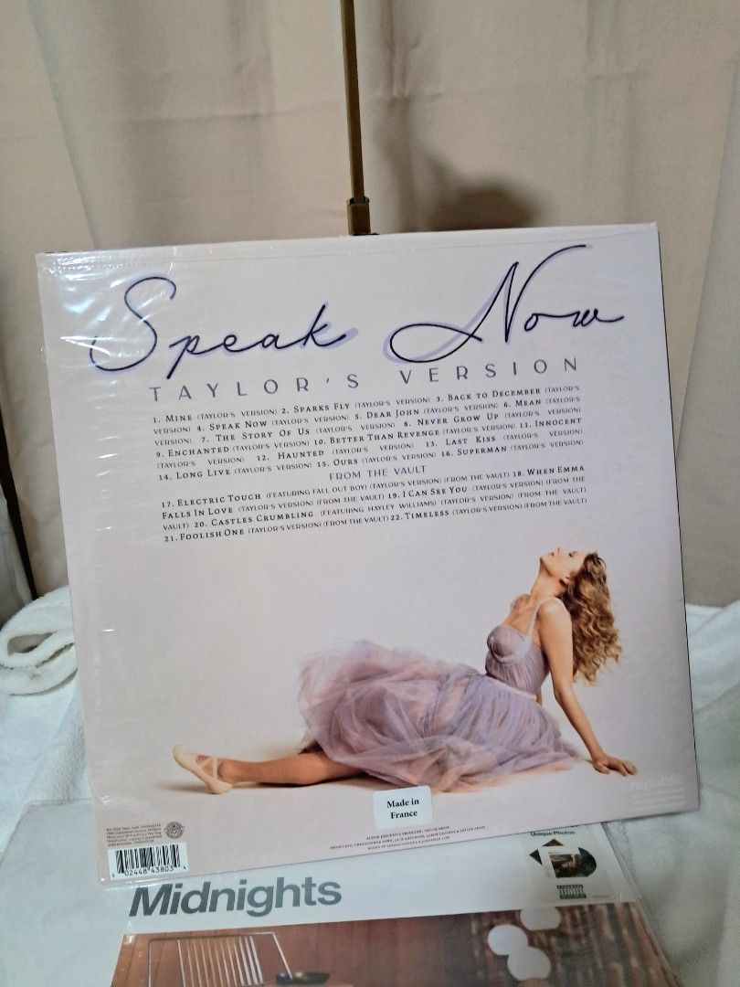 Taylor Swift Speak Now (Taylor's Version) Vinyl Record (Category: Vinyls) located in Taguig. Submitted by call.me.eni (Listing ID 1445667680, Image 2). Description: - Taylor Swift Speak Now (Taylor's Version) Vinyl Record - Original Pressing (Violet) - Includes all album songs + Vault Tracks - Beautiful Purple Vinyl - Comes with Original Packaging and Hype Sticker - Must-have for any Swiftie collection.