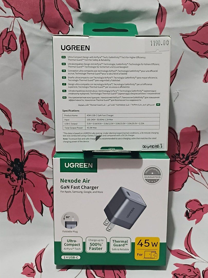 UGREEN NEXODE Air 45W GAN FAST CHARGER (Category: Cables & Adaptors) located in Manila. Submitted by mxrx_ (Listing ID 1445723608, Image 2). Description: .