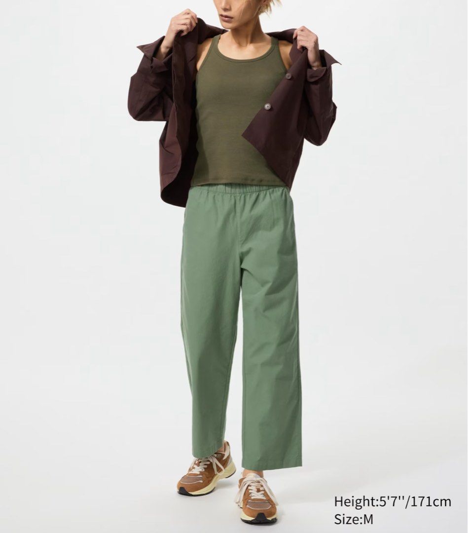 Uniqlo - Cotton Relaxed Ankle Pants (Category: Other Bottoms) located in Muntinlupa City. Submitted by pickjes (Listing ID 1445653056, Image 2). Description: Brand: Uniqlo Color: Green Size: Medium Details - Gently tapered silhouette for versatile styling from dressy to casual. - Sleek ankle length. - Fit: Relaxed - Silhouette: Tapered - With Pockets - Material: 100% Cotton Condition: Lightly used, max 4 times. No flaws. RFS: Decluttering FAST SH