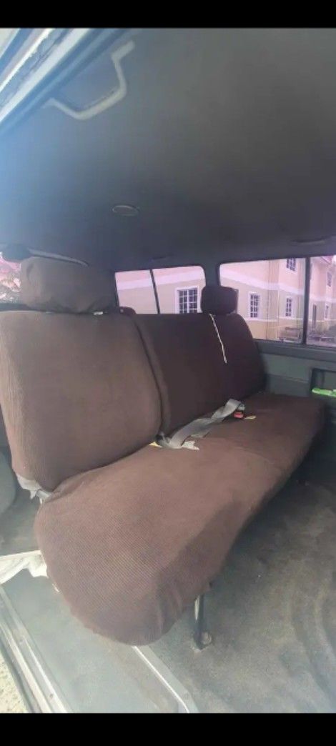 Hiace 1999 model brown Seat Covers (Category: Upholstery, Seatcovers and Other Interior Parts and Accessories) located in Bulacan. Submitted by gratsy (Listing ID 1445615330, Image 2). Description: - Brown seat covers for van - Fits front and rear seats - Protects original seats - Sold as is; please check photos for detailed condition issue kulang ng 2 headrest cover.