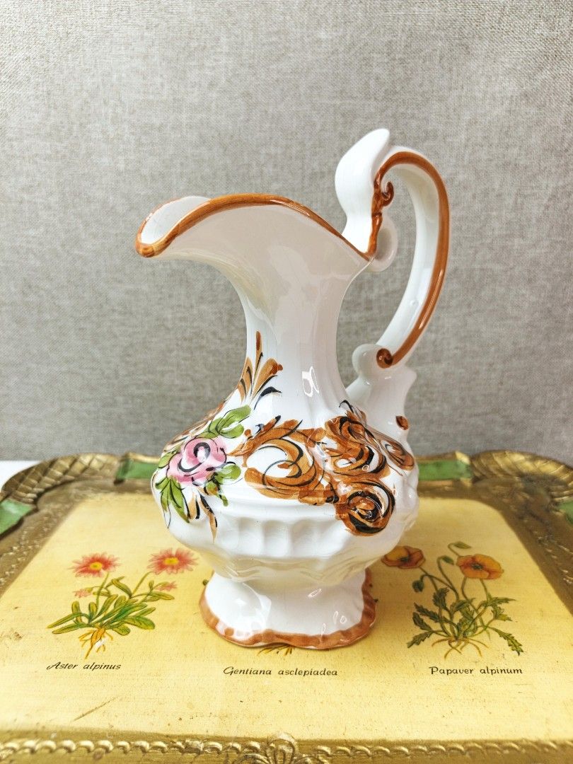 vintage hand painted ceramic pitcher (Category: Pitchers & Dispensers) located in Baguio. Submitted by rustyribbon (Listing ID 1445617475, Image 1). Description: -vintage hand painted ceramic pitcher -with crazings, for deco use -approx 7. 8" tall x 6" -350 +sf mop: gcash/maya mod: j&t payo .