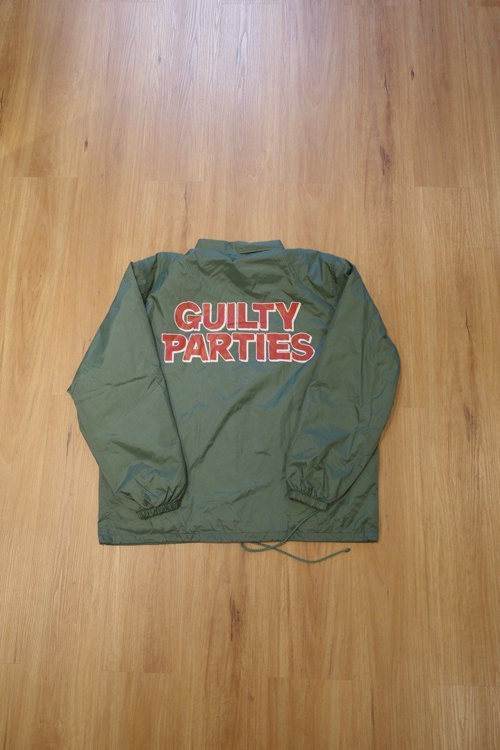 Wacko Maria Guilty Parties Coach Jacket (Green) (Category: Coats, Jackets and Outerwear) located in Pasig City. Submitted by rinse___repeat (Listing ID 1445648986, Image 1). Description: Wacko Maria Guilty Parties Coach Jacket (Green) This is a coach jacket in green from Japanese cult label Wacko Maria. It is made from 100% nylon and has ‘Guilty Parties’ on the back in a bold, red print. Size XL Pit to pit 25” / Length 29.5” Barely used No issues