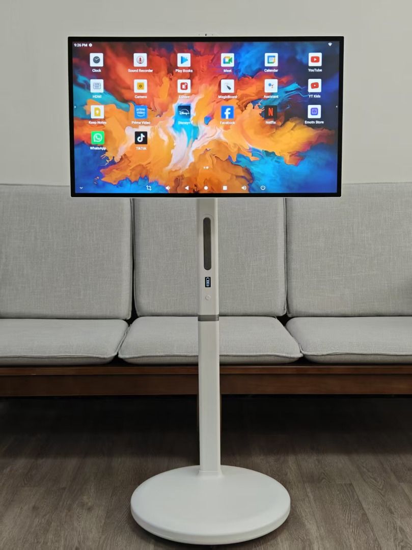 White Smart TV Stand with Screen (Category: TV) located in Quezon City. Submitted by trustrade86136 (Listing ID 1445682449, Image 1). Description: 📺✨ Corner TV Floor Stand 32" (202606-410) ✔️ 32-inch Full HD Touch Display (1920×1080) ✔️ Android 13 Operating System ✔️ 10-Point PCAP Touch Technology ✔️ Built-in 13MP Camera & Microphone ✔️ MTK8788 Processor with WiFi & Bluetooth Connectivity ✔️ Built-in Rechargeable Battery (3-4 Hours Usage) ✔️ Adj