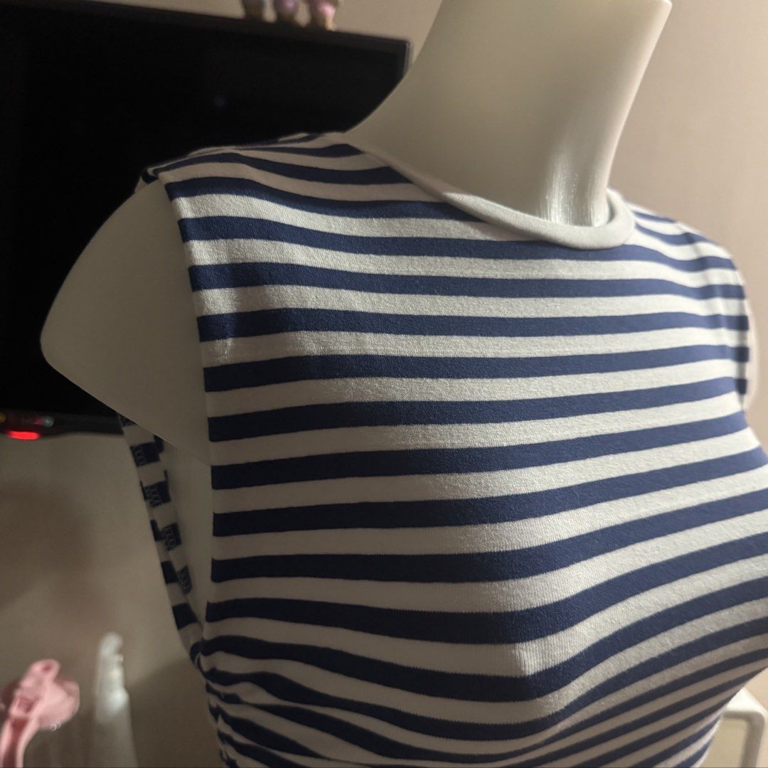 ZARA Stripes Ruched Tank Top (Category: Others Tops) located in Santa Rosa. Submitted by arkaivess (Listing ID 1445785408, Image 2). Description: Never been worn Stocked only 🥹 Have this in plain white also Size Small.