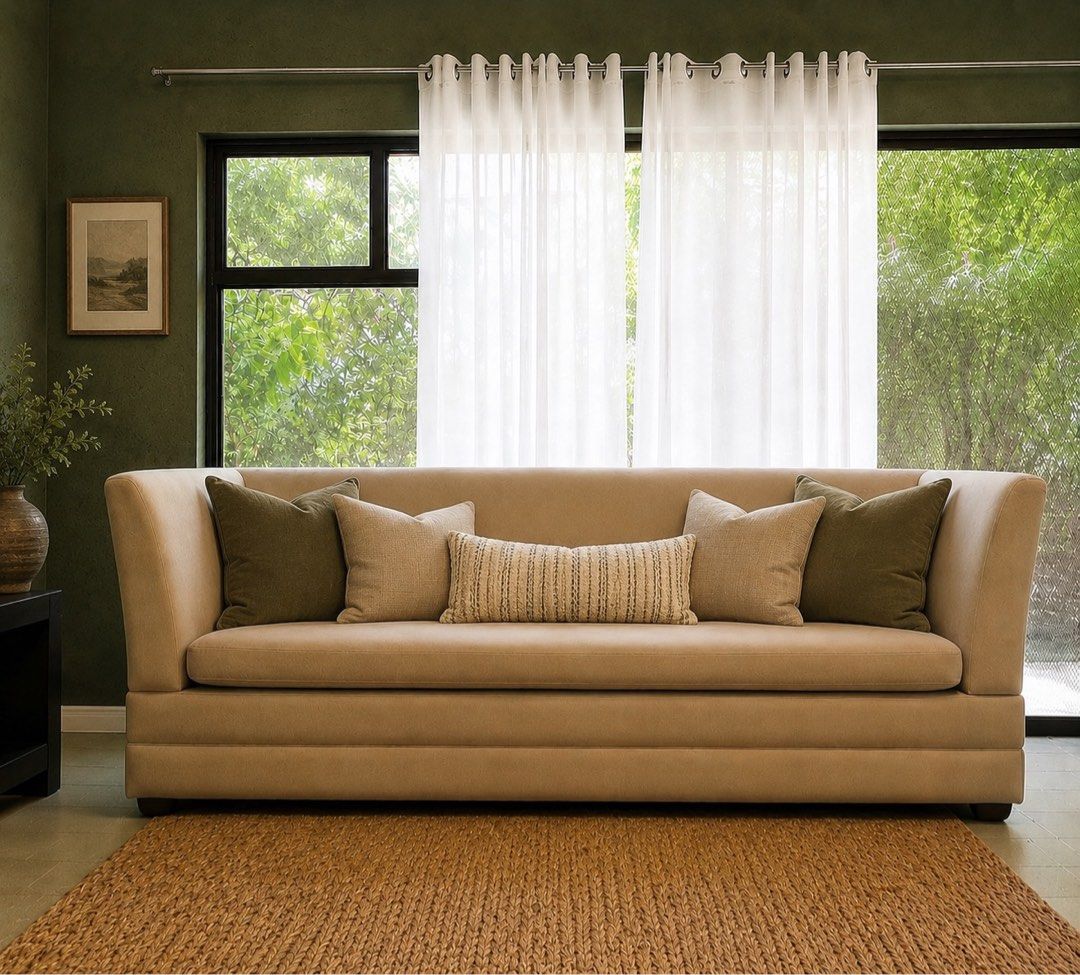 200cm Sofa with 2 side chairs (Category: Sofas) located in Carmona. Submitted by thomasadviento (Listing ID 1445921556, Image 1). Description: Used Sofa with 2 side chairs (Beige). Solid wood foundation and great for living rooms. Dimensions are 222cm x 86cm x 80cm. Can be delivered via Lalamove.