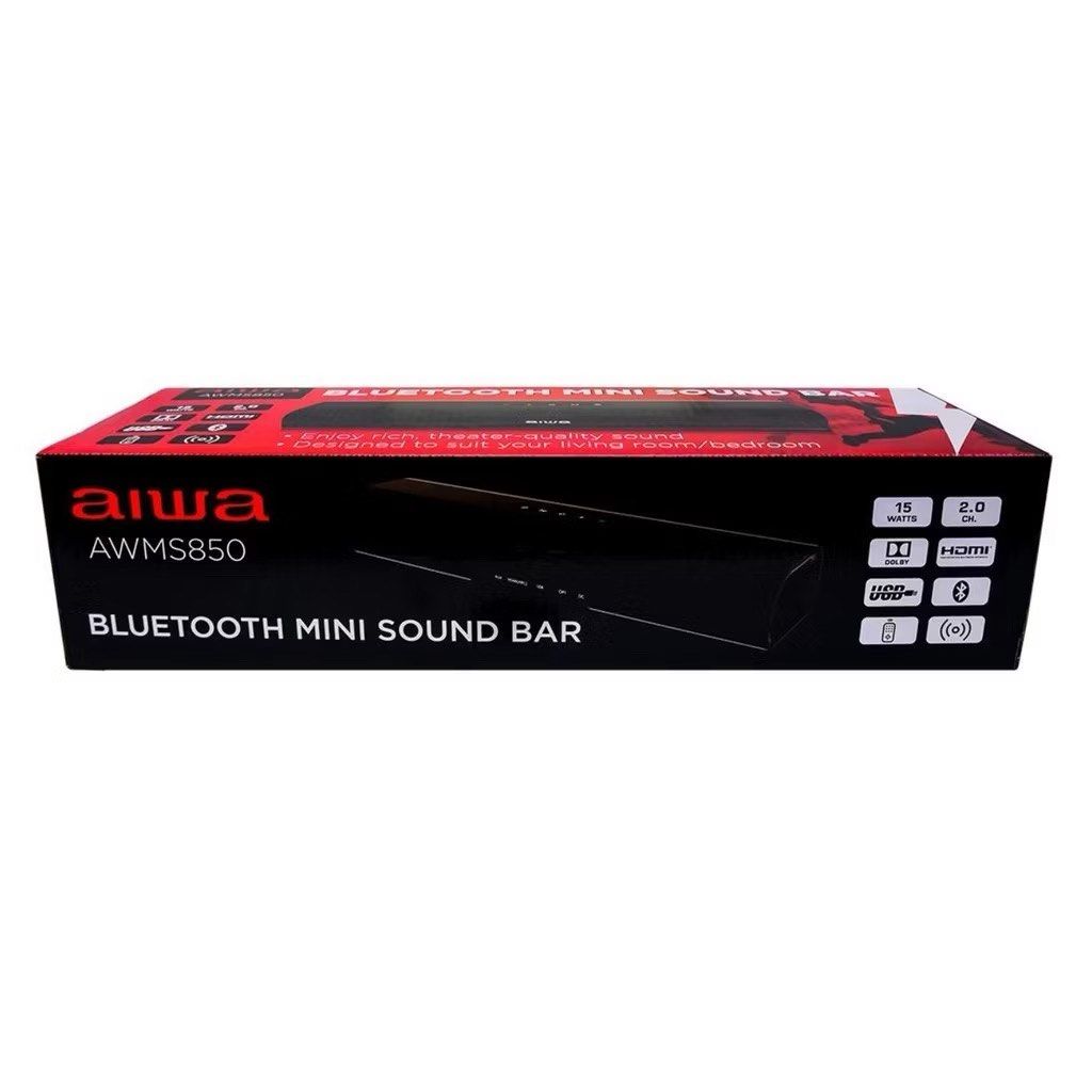 Aiwa Bluetooth Mini Sound Bar (Category: Soundbars, Speakers & Amplifiers) located in Pasig City. Submitted by minminreyn (Listing ID 1445974797, Image 1). Description: Aiwa AWMS850 Bluetooth Mini Sound Bar 📌 Description: Selling Aiwa AWMS850 Bluetooth Mini Sound Bar. Perfect for enhancing your TV, movies, music, and gaming experience. Compact design that fits easily in bedrooms, living rooms, or office spaces. ✨ Features: • Bluetooth connectivi