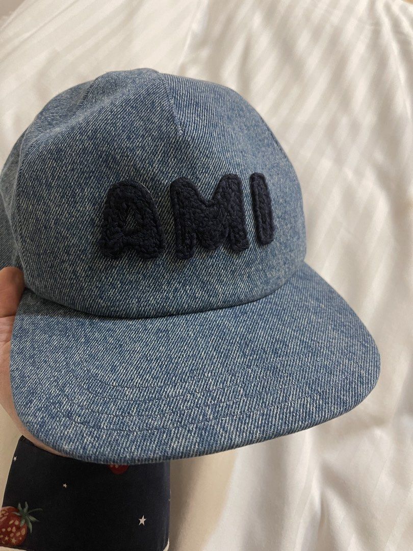 AMI Paris Cap (Category: Caps & Hats) located in Manila. Submitted by pinkpancakes22 (Listing ID 1445957329, Image 1). Description: - Original AMI Paris denim cap - Features signature embroidered AMI logo - Adjustable strap with metal buckle at the back - Made in Bulgaria - Tagged by Farfetch.