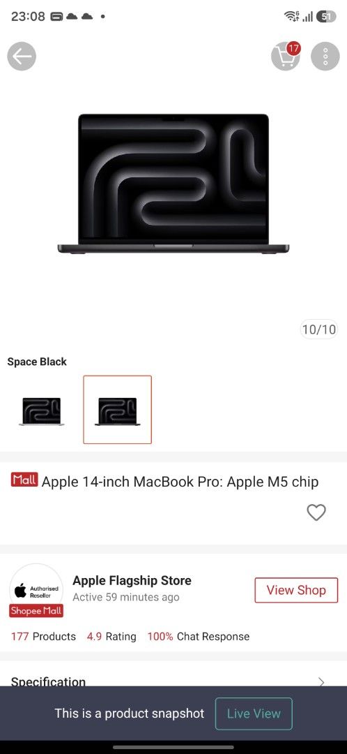 Apple 14-inch MacBook Pro M5 chip Space Black