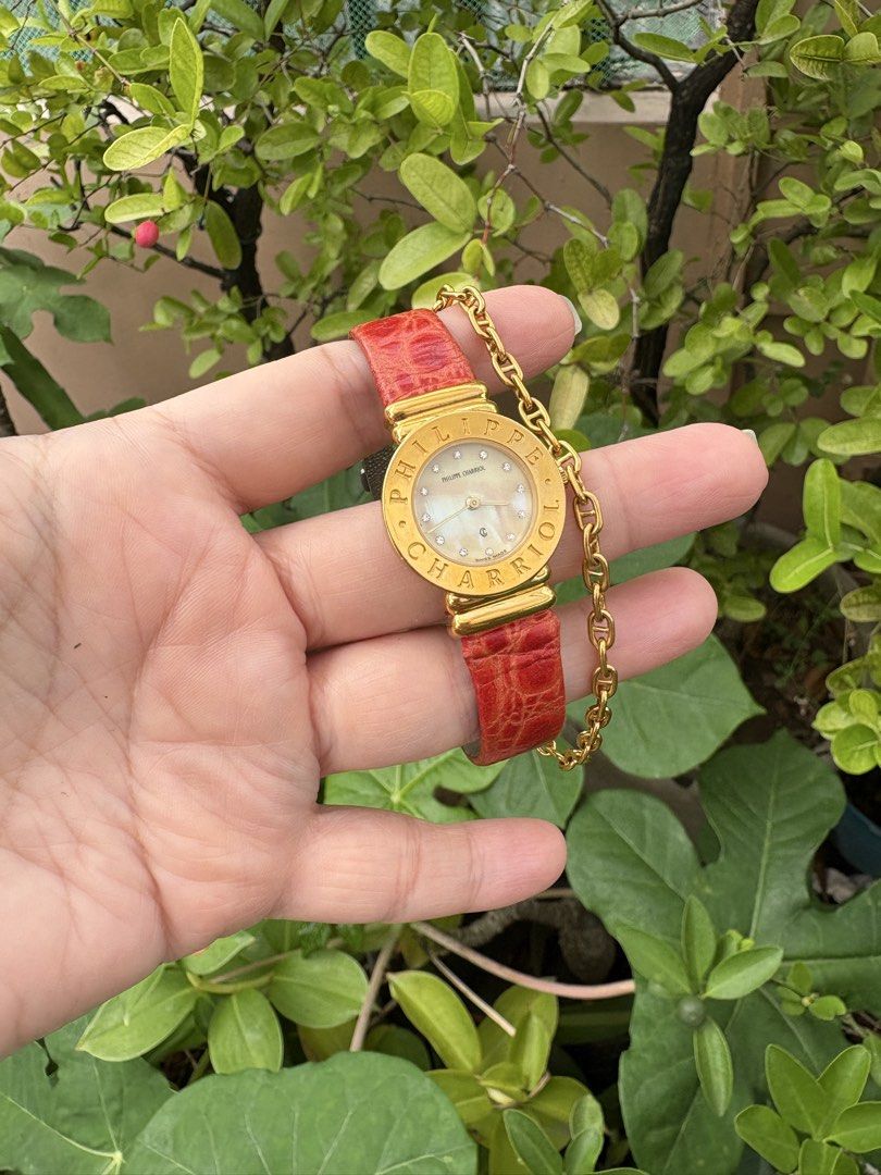 Authentic Charriol St. Tropes ladies watch (Category: Women's Watches) located in Caloocan City. Submitted by jsa_kawaii (Listing ID 1445904919, Image 2). Description: Onhand Authentic Charriol St. Tropez Ladies watch Adjustable red leather straps Original straps Mother of Pearl Dial With 12P Diamonds 18800 + SF.
