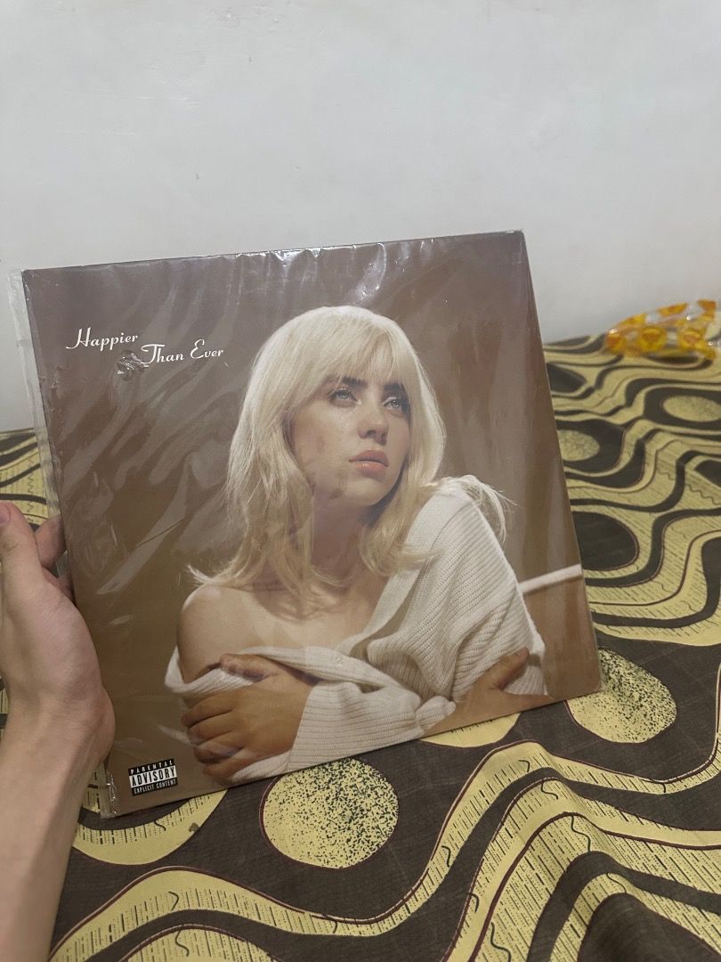 Billie Eilish Happier Than Ever Vinyl Record (Category: Vinyls) located in Tarlac. Submitted by renzjosh (Listing ID 1445902300, Image 1). Description: - Billie Eilish 'Happier Than Ever' Golden Yellow Vinyl - Includes the full album tracklist - A must-have for any Billie Eilish fan.