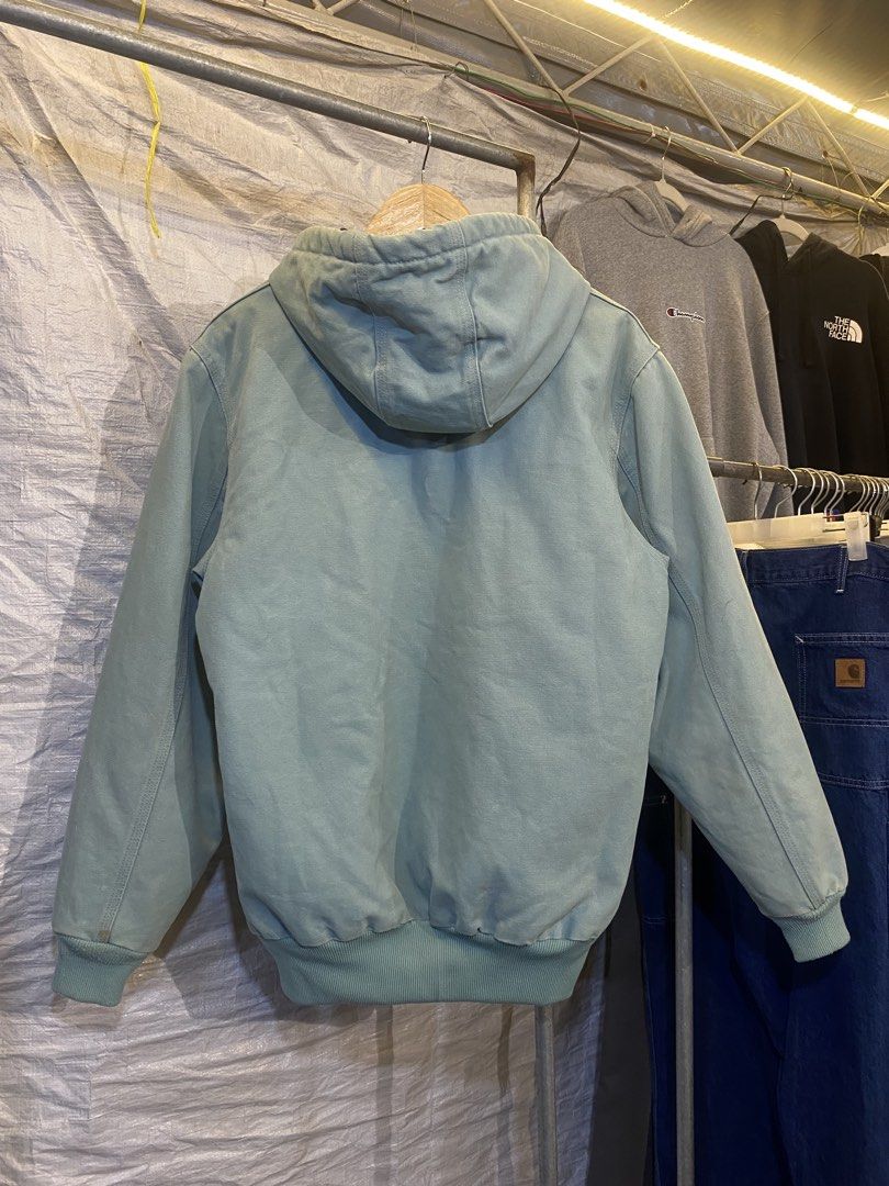 Carhartt Active Jacket Rare color Tiffany (Category: Coats, Jackets and Outerwear) located in Naga. Submitted by ejdurante17 (Listing ID 1445846769, Image 2). Description: Active Jacket Tiffany rare color Light stains which is normal for a workwear Dimension: L 28” x W 24.5” Courier: J&T door to door shipping nationwide PAYMENT FIRST, NO COD 🚫 Location: NAGA CITY, BICOL MOP: Gcash / Maya / Bdo / Bpi.