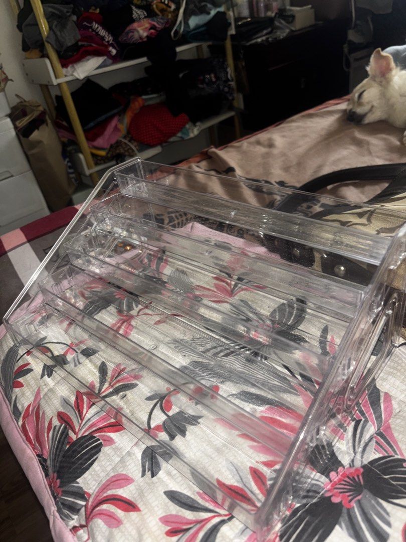 Clear Acrylic 4-Tier Makeup Organizer Stand (Category: Makeup) located in Manila. Submitted by vvi3ne_ (Listing ID 1445875294, Image 3). Description: - Clear acrylic organizer with 4 tiers - Ideal for makeup, nail polish, and small accessories - Keeps vanity and desk tidy - Stackable design for space-saving - Easy to clean no flaws, like new ! rfs: currently decluttering mode of payment: gcash .