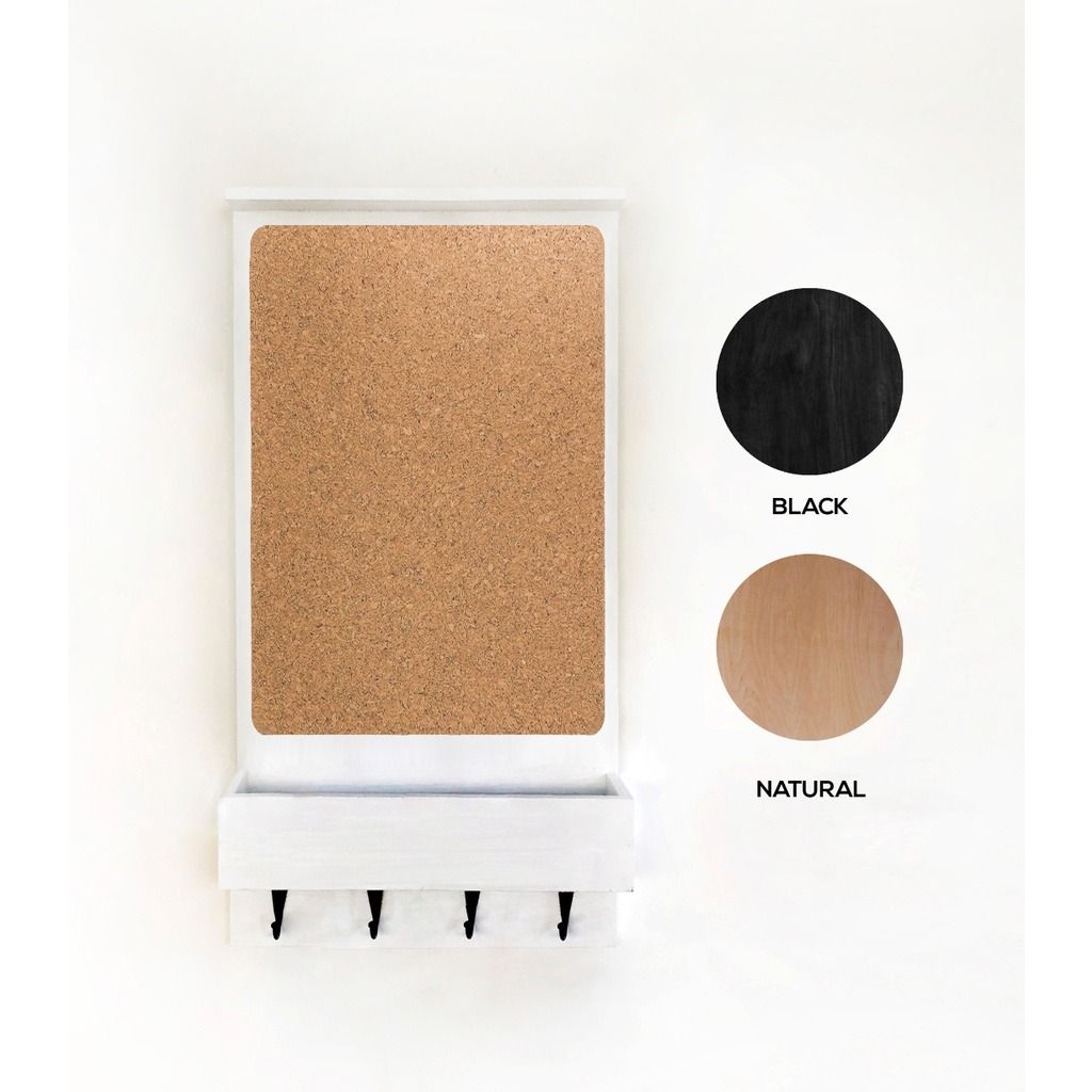 Corkboard Wall Shelf Multipurpose Organizer (Category: Shelves, Cabinets & Racks) located in Manila. Submitted by thecorkproject (Listing ID 1445845535, Image 3). Description: Corkboard Wall Shelf Multipurpose Organizer Organize schedules, reminders, mail, keys, and more! Built to be functional and beautiful. Perfect for your entryway, office, kitchen, or common family area. Size: 12" x 8" x 24" Material: Marine Plywood and Cork Colors: Available