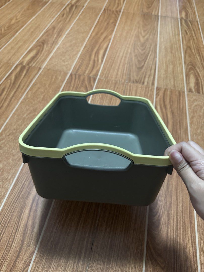 Dark Greeb and Yellow Storage Basket with Handles (Category: Storage Boxes & Baskets) located in Manila. Submitted by kcmolato754303 (Listing ID 1445920801, Image 2). Description: MOVING OUT SALE - Please check photos for detailed condition - nego.