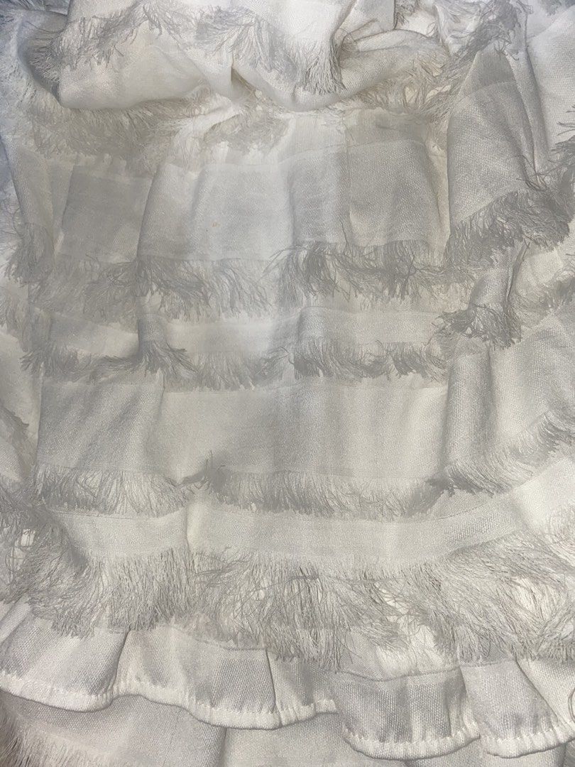 Dissh White Fringed Mini Dress (Category: Dresses) located in Manila. Submitted by peanutbutterclosetx (Listing ID 1445944089, Image 3). Description: - White mini dress from Dissh - Features layers of fringe detail all over - Spaghetti straps - Ideal for a night out or special occasion - Size 10.