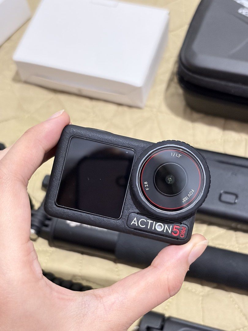 DJI Osmo Action 5 Pro Adventure Combo with Accessories (Category: Cameras) located in Quezon City. Submitted by wolfgang_ (Listing ID 1445867668, Image 3). Description: DJI Osmo Action Pro 5 Adventure Combo 25k last price No dents No issue Tempered glass installed since day 1 Bought last March 2026 Lady owned Inclusions: - Dji Osmo Action 5 Pro - Extreme Battery x3 - Battery Case - 1.5m Extension Rod - Locking Screw x2 - Protective Frame - Curve 