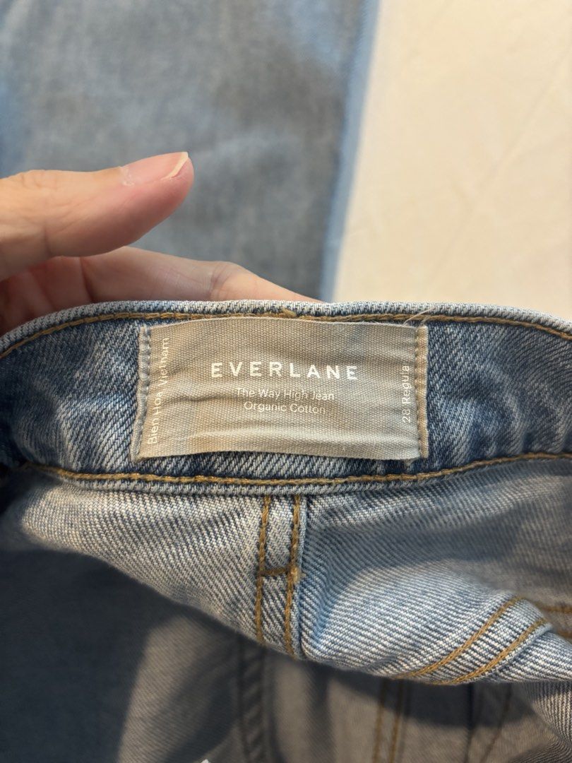 Everlane The Way High Jean, Light Indigo (Category: Jeans) located in Makati City. Submitted by geministyle (Listing ID 1445857931, Image 3). Description: - Brand: Everlane - Style: The Way High Jean - Color: Light Indigo - Size: 28 - Inseam: 27.5” - Material: 98% Organic Cotton, 2% Elastane. Comfort stretch - Fit: High Rise, Straight Leg. Suits people with longer torsos - Features: Comfortable, versatile staple piece - Condition: Worn only a few