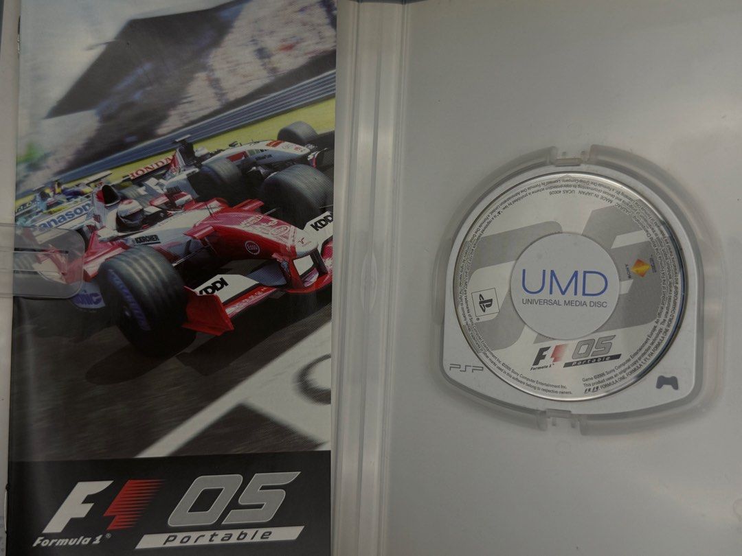 F1 05 Formula 1 Portable PSP UMD Game (Category: PlayStation) located in Las Pinas. Submitted by cjdmc (Listing ID 1445860096, Image 3). Description: - F1 05 Portable racing game for PSP - Includes UMD disc and original case - Features Ad Hoc multiplayer for local races - Challenge yourself with Scenario Mode - Ideal for Formula 1 enthusiasts who want to race anywhere.