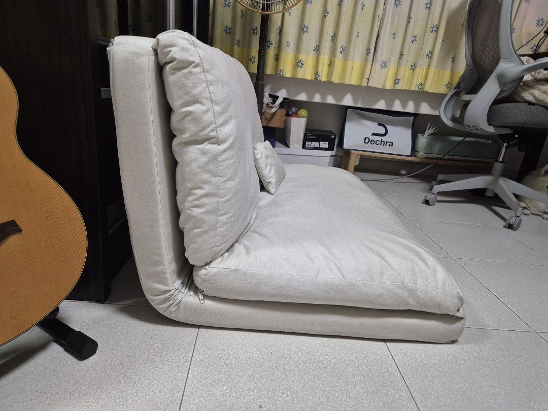 Foldable Sofa Bed (Category: Sofas) located in Singapore. Submitted by tidusg (Listing ID 1445933342, Image 3). Description: Adjustable Sofa-bed: perfect for lounging. Width: 110cm RFS: To make space for my room.
