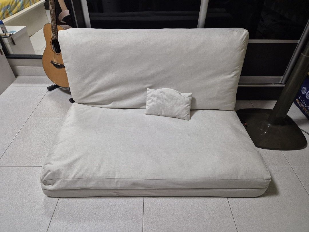 Foldable Sofa Bed (Category: Sofas) located in Singapore. Submitted by tidusg (Listing ID 1445933342, Image 2). Description: Adjustable Sofa-bed: perfect for lounging. Width: 110cm RFS: To make space for my room.