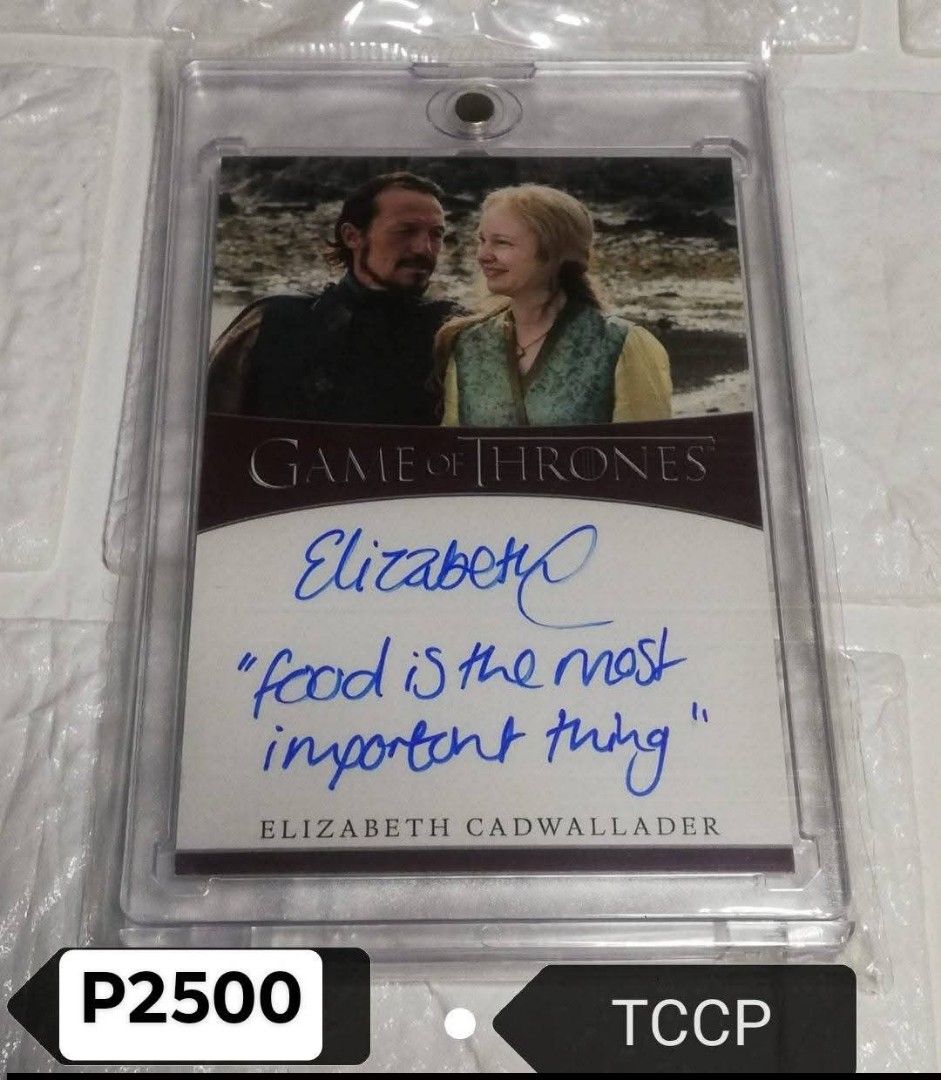 Game of Thrones Autograph Cards (Category: Storybooks) located in Angeles City. Submitted by gc_collectionhub (Listing ID 1445948947, Image 2). Description: 🎬 PTPA: FOR SALE – Game of Thrones Autograph Cards ✅ Official Licensed Autograph Cards Game of Thrones is one of HBO's most acclaimed fantasy television series, based on the novels by George R. R. Martin. These authentic autograph cards feature cast members from the iconic series, with sever