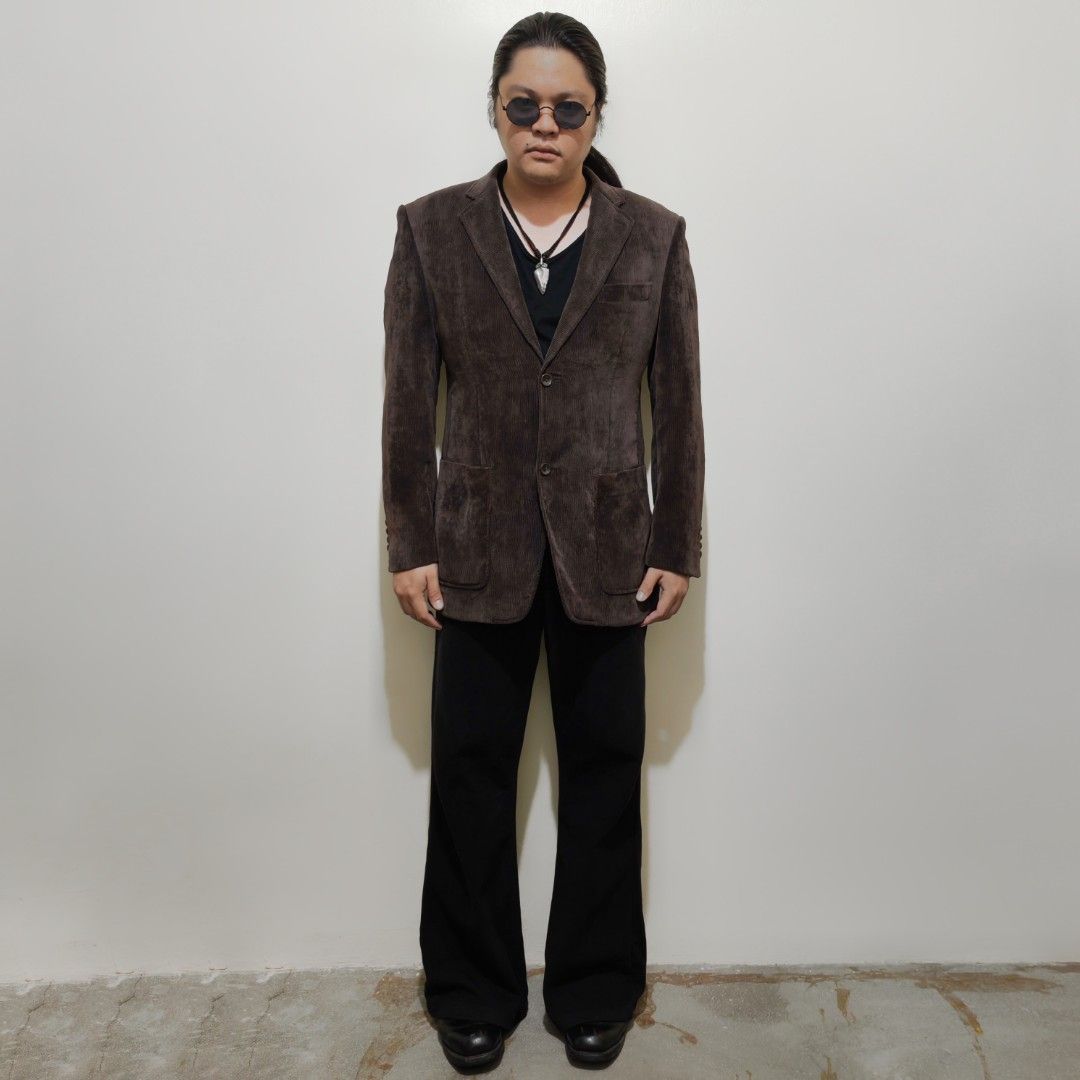 Giorgio Armani Brown Corduroy Coat Jacket (Category: Coats, Jackets and Outerwear) located in Dinalupihan. Submitted by brokencasket (Listing ID 1445876941, Image 3). Description: Giorgio Armani Brown Corduroy Coat Jacket Size 50 on tag. Measurements on photo. Model Height 5'8 Color may vary due to lighting..