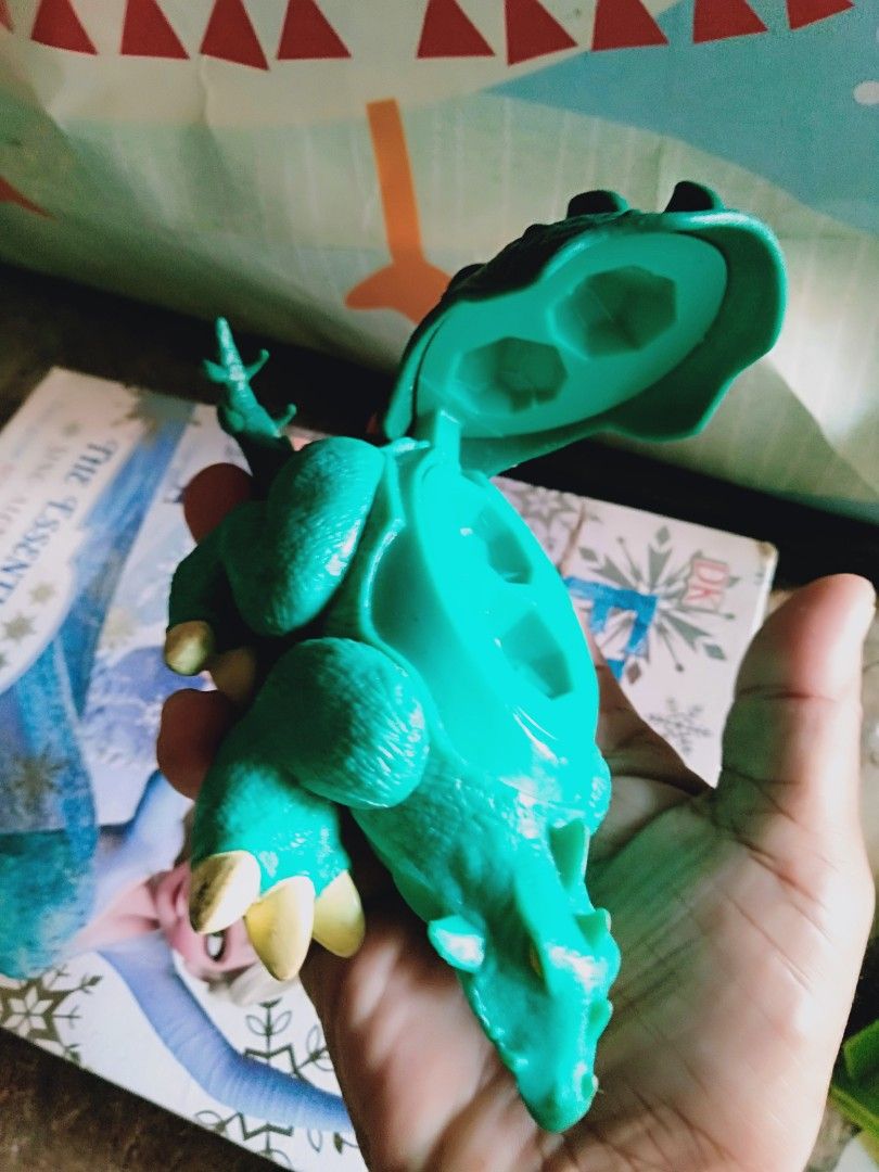 Green Dinosaur Toy Figure (Category: Kids Toys) located in Davao. Submitted by bravemoon_556cd5 (Listing ID 1445870241, Image 2). Description: - Green dinosaur toy - Features spikes on back and tail - Belly opens for extra fun - Encourages imaginative play for kids.