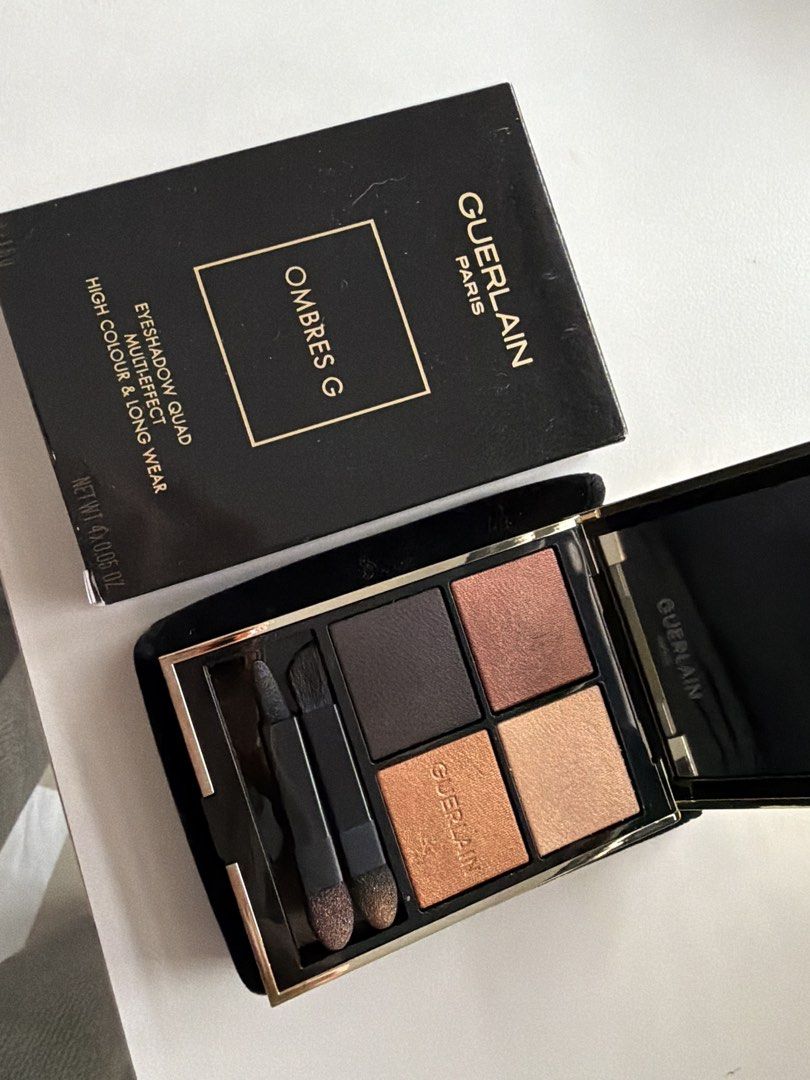 Guerlain Ombre G Eyeshadow Quad Multi-Effect (Category: Makeup) located in Caloocan City. Submitted by ladyoftrop94829 (Listing ID 1445859096, Image 1). Description: - Guerlain Ombre G Eyeshadow Quad - High color payoff and long wear formula - Comes with applicators - Beautiful shades for stunning eye looks - Experience luxury with this palette.