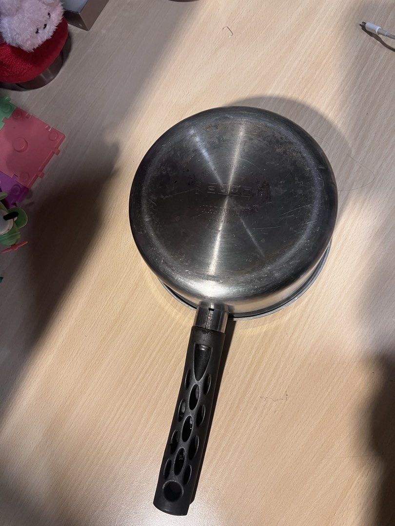Happycall Stainless Steel Saucepan (Category: Cookware & Accessories) located in Manila. Submitted by exoitedd (Listing ID 1445897350, Image 2). Description: - Stainless steel saucepan - Black, sturdy, and comfortable handle - Good size for everyday cooking - Shows some signs of use, but in good working condition - Ready for your kitchen!.