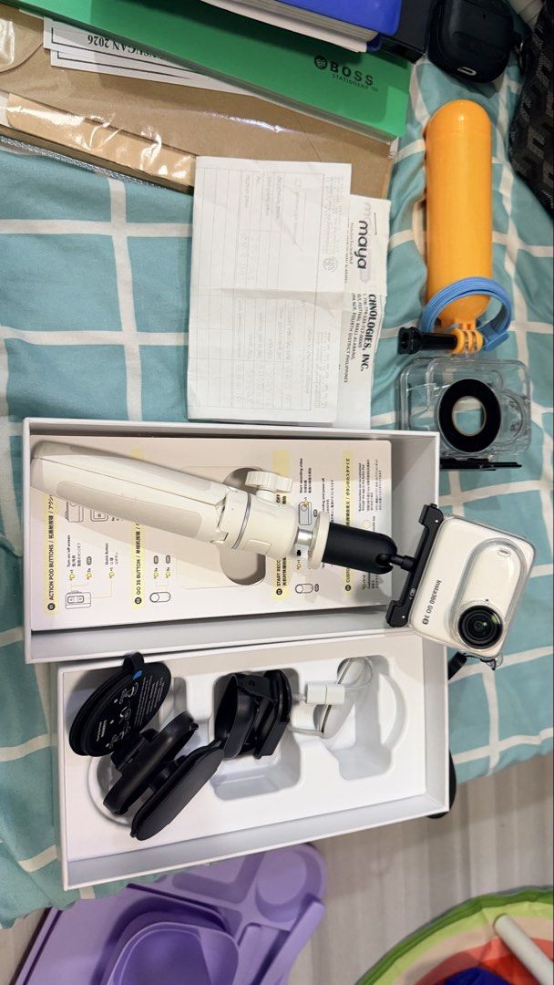 Insta360 Go 3s (Category: Camera Bags & Carriers) located in Navotas City. Submitted by osly1990_2 (Listing ID 1445923020, Image 1). Description: Complete with box and accessories with receipt Purchased last March 2026 With extra batt Extra accessories Underwater protection Silicon protector Selfie stick.