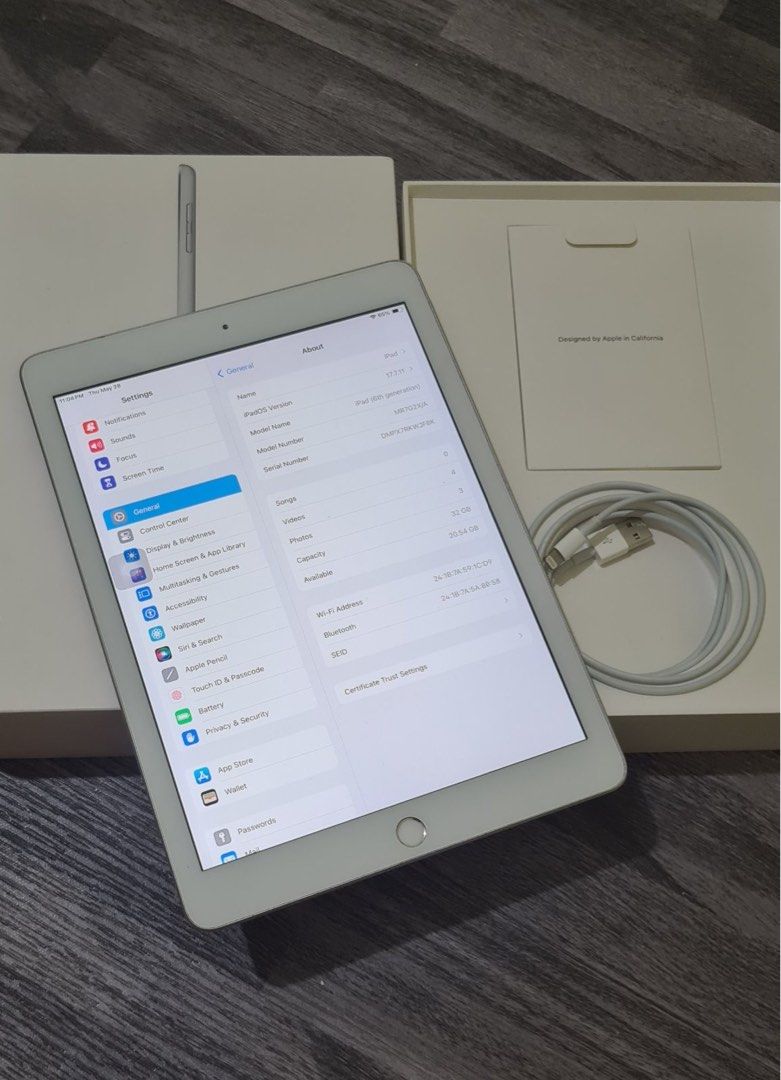 Ipad 6th gen (Category: iPad) located in Makati City. Submitted by jugaounalois (Listing ID 1445906173, Image 3). Description: Used Ipad 6th generation ₱6,000 price negotiable 32gb storage wifi only includes original box and charger 100% orig ios 17 latest battery matagal pa ma lowbat no repair history can be reset Apps downloadable if compatible please manage your expectations regarding ios version complete set issue: home button not working can