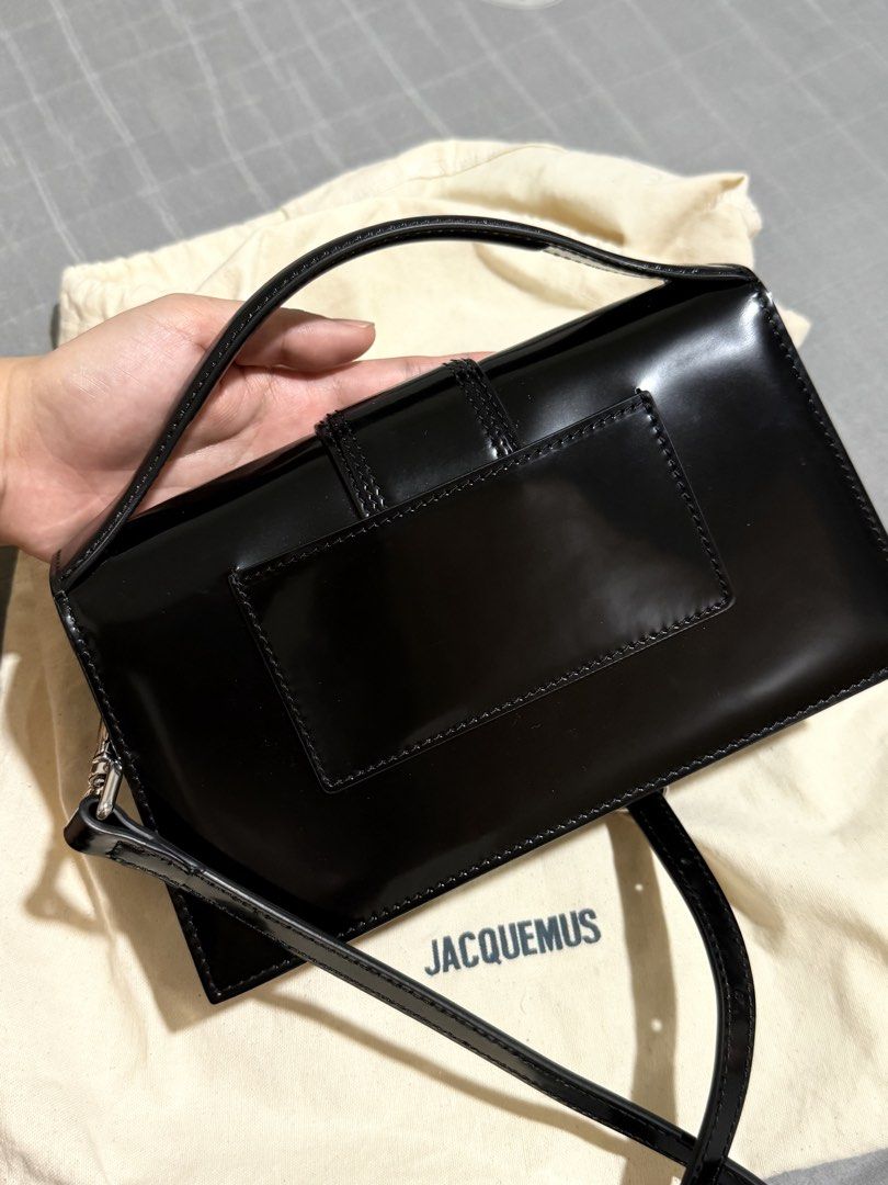 Jacquemus Le Bambino Bag Black Silver (Category: Luxury Bags & Wallets) located in Manila. Submitted by sellyna_md (Listing ID 1445796958, Image 2). Description: Decluttering 💛 ₱28,000 po original price 🤗 - Black Silver Jacquemus bag - Top handle - Detachable shoulder strap - Interior pocket - Comes with dust bag and original tag - Ideal for evening wear or adding a statement to any outfit.