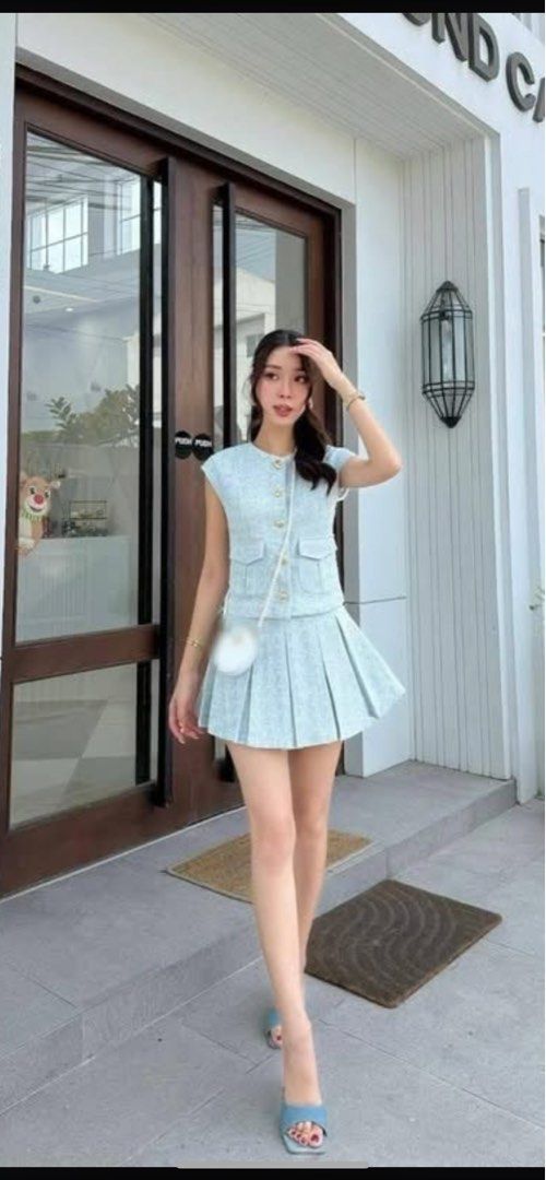 Jariya Baby Blue tweed set (Category: Sets or Coordinates) located in Paranaque City. Submitted by lalalavae (Listing ID 1445929100, Image 1). Description: Orig price 1950 Slightly nego.
